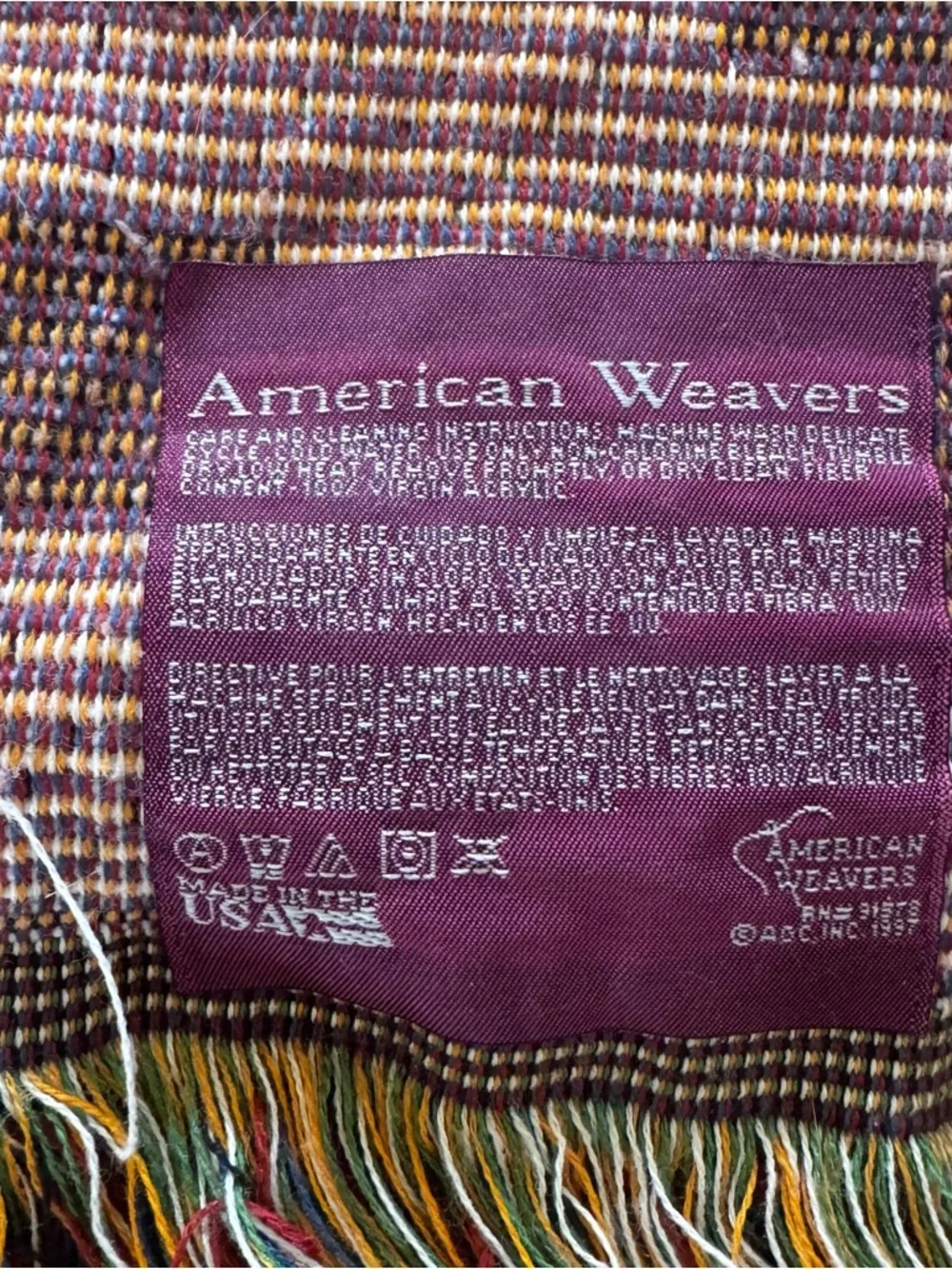 American Weavers Santa Claus Christmas Throw Blanket 51x61 Tapestry Fringe USA